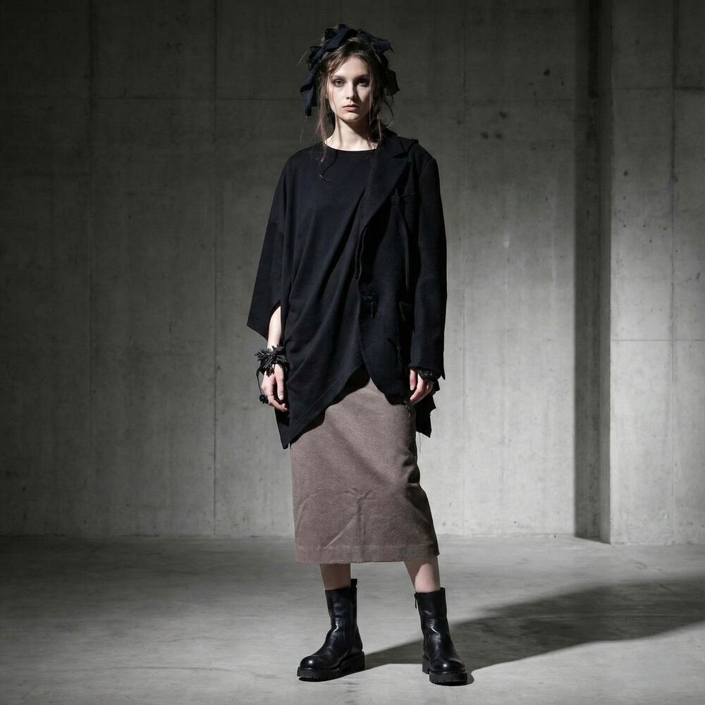 YOHJI YAMAMOTO Pencil Skirt tan gray cotton made in Italy size 48 32 - Picture 12 of 12